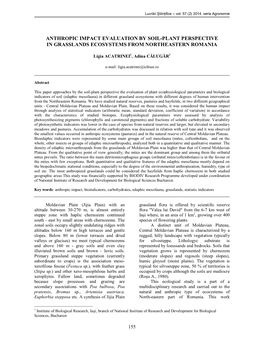 Anthropic Impact Evaluation by Soil-Plant Perspective in Grasslands Ecosystems from Northeastern Romania