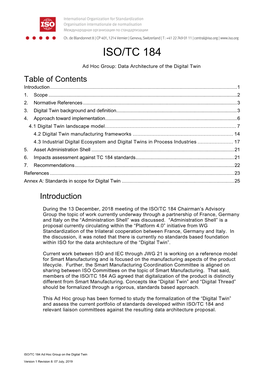 Data Architecture of the Digital Twin Table of Contents Introduction