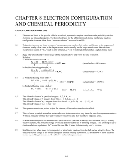 Chapter 8 Electron Configuration and Chemical Periodicity