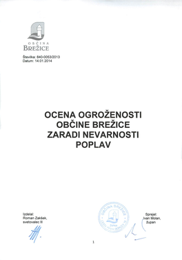 Ocena Ogroženosti Občine Brežice Zaradi Nevarnosti Poplav