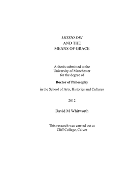 Missio Dei and the Means of Grace