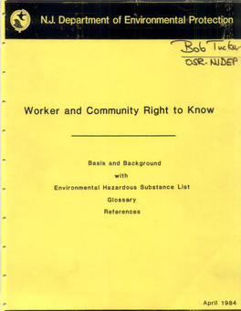 NJ. Department of Environmental Protectipn Worker and Community