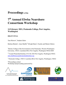 Proceedings of the 7 Annual Elwha Nearshore Consortium Workshop