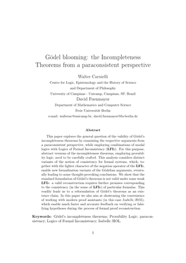 Gödel Blooming: the Incompleteness Theorems from a Paraconsistent Perspective