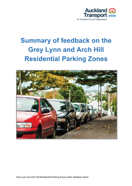 Summary of Feedback on the Grey Lynn and Arch Hill Residential Parking Zones