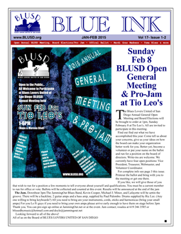 Blueink Newsletter January/February 2015