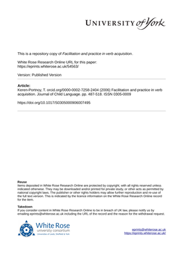 Facilitation and Practice in Verb Acquisition