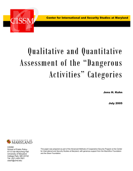 Qualitative and Quantitative Assessment of the “Dangerous