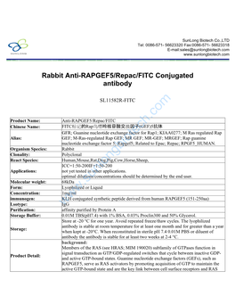 Rabbit Anti-RAPGEF5/Repac/FITC Conjugated Antibody-SL11582R