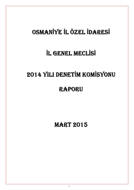 Osmaniye Il Özel Idaresi Il Genel Meclisi 2014 Yili