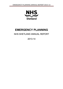 Emergency Planning Annual Report 2013-14