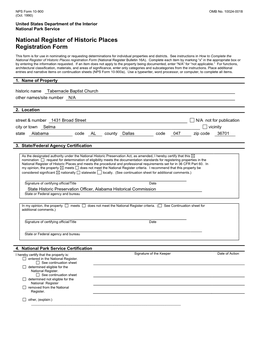 NPS Form 10-900 OMB No