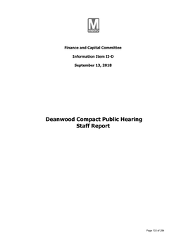 Deanwood Compact Public Hearing Staff Report