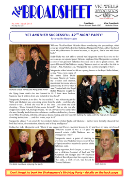 YET ANOTHER SUCCESSFUL 12 TH NIGHT PARTY! Reviewed by Marjory Agha