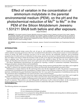 Effect of Variation in the Concentration of Ammonium Molybdate In