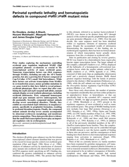 Perinatal Synthetic Lethality and Hematopoietic Defects in Compound Mafg::Mafk Mutant Mice