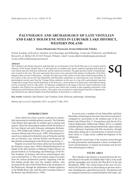 Paly Nol Ogy and Ar Chae Ology of Late Vis Tulian And