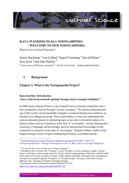 KAYA WANDJOO NGALA NOONGARPEDIA – WELCOME to OUR NOONGARPEDIA Report on a Research Project.1