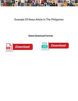 Example of News Article in the Philippines