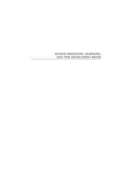 Human Behavior, Learning, and the Developing Brain