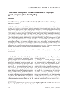 Occurrence, Development and Natural Enemies of Pemphigus Spyrothecae (Homoptera, Pemphigidae)