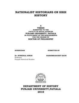 Nationalist Historians on Sikh History