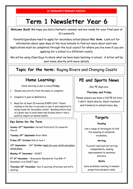 Term 1 Newsletter Year 6