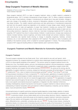 Deep Cryogenic Treatment of Metallic Materials