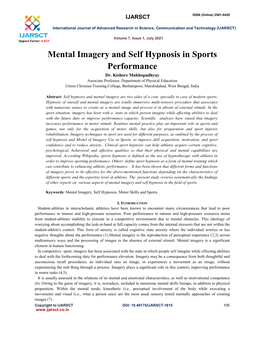 Mental Imagery and Self Hypnosis in Sports Performance Dr