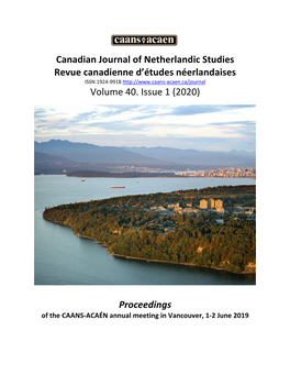 Canadian Journal of Netherlandic Studies Revue Canadienne D’Études Néerlandaises ISSN 1924-9918 Volume 40