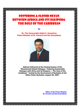 Fostering a Closer Nexus Between Africa and Its Diaspora : the Role of the Caribbean