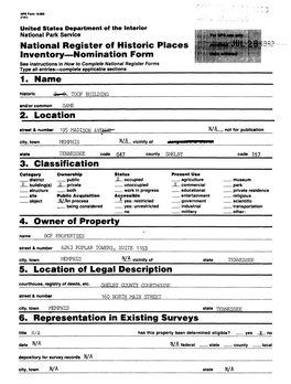 1. Name 2. Location 3,. Classification 6. Representation in Existing Surveys