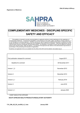 Complementary Medicines - Discipline-Specific