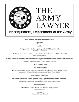 THE ARMY LAWYER Headquarters, Department of the Army