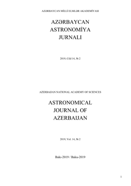 Azərbaycan Astronomiya Jurnali Astronomical