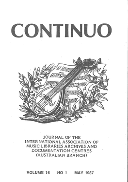 Continuo, Vol. 16 No. 1, 1987