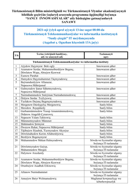 Türkmenistanyň Bilim Ministrliginiň We Türkmenistanyň Ylymlar Akademiıasynyň Bilelikde Geçirıän Iaşlaryň Arasynda P