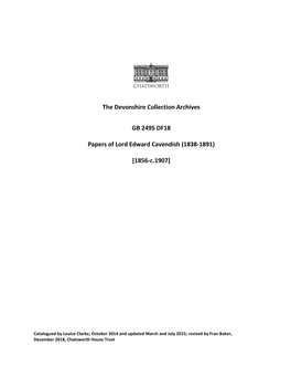The Devonshire Collection Archives GB 2495 DF18 Papers of Lord