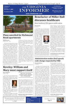 Informer Paper of the Year Benefactor of Miller Hall Discusses Healthcare Alum, Healthcare CEO Opposes Public Option