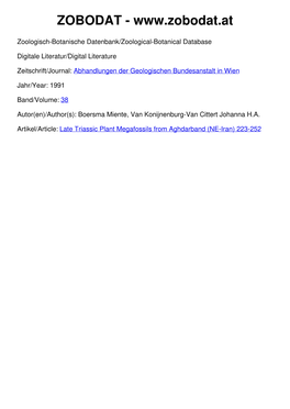 Late Triassic Plant Megafossils from Aghdarband (NE-Lran)*)