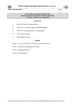 PROJECT DESIGN DOCUMENT FORM (CDM PDD) - Version 03