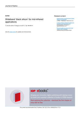 Black Silicon’ for Mid-Infrared Efficient Microhotplates L Müller, I Käpplinger, S Biermann Et Al