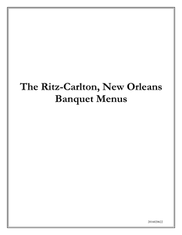 The Ritz-Carlton, New Orleans Banquet Menus