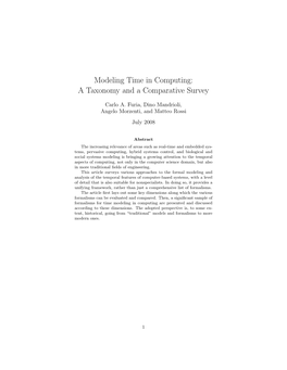 Modeling Time in Computing: a Taxonomy and a Comparative Survey