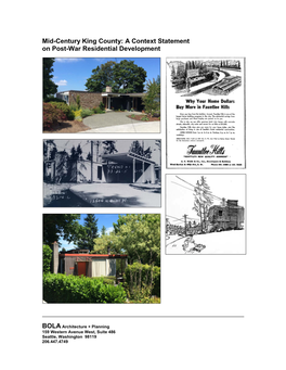 Mid-Century King County: a Context Statement on Post-War Residential Development
