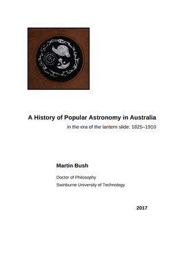 A History of Popular Astronomy in Australia in the Era of the Lantern Slide
