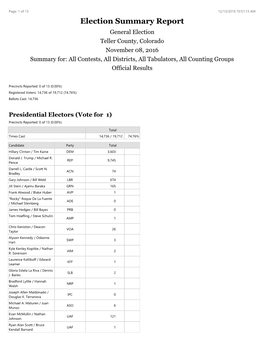 Election Summary Report