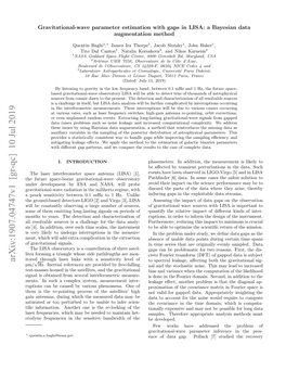 Arxiv:1907.04747V1 [Gr-Qc] 10 Jul 2019 Itored Through Laser Links with a Sensitivity Level of to Spectral Leakage, Aﬀecting Both the Gravitational Sig- Pm/√Hz