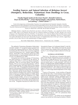 Feeding Sources and Natural Infection of Belminus Herreri (Hemiptera