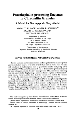 Proenkephalinprocessing Enzymes in Chromaffin Granules